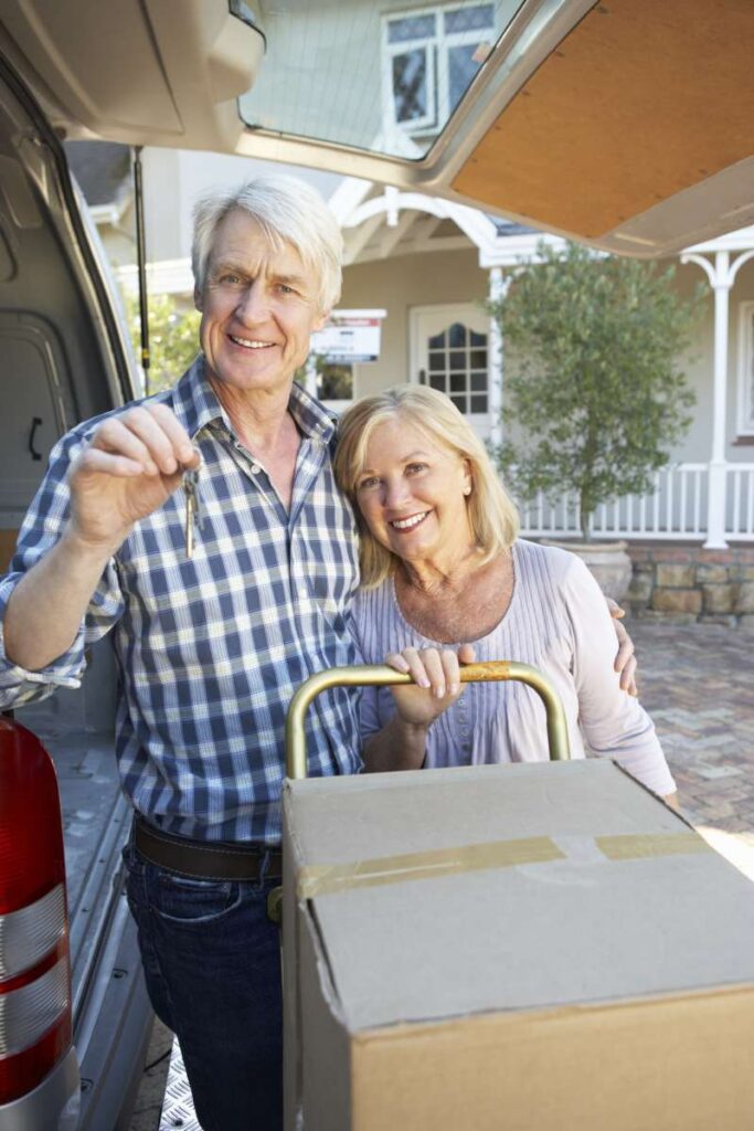 Senior couple moving house