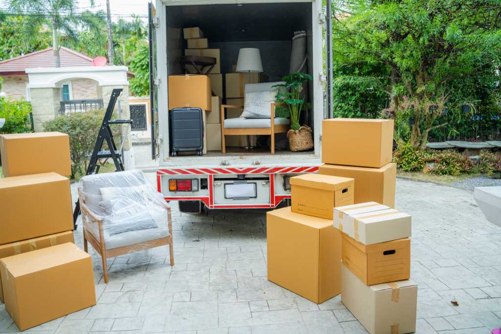 Boxes waiting to be moved into new home