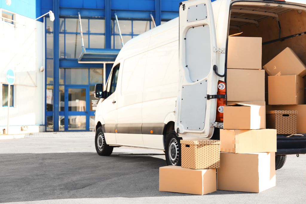 Moving boxes outside commercial premises