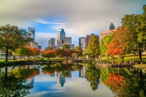 Skyline of downtown Charlotte in North Carolina, USA