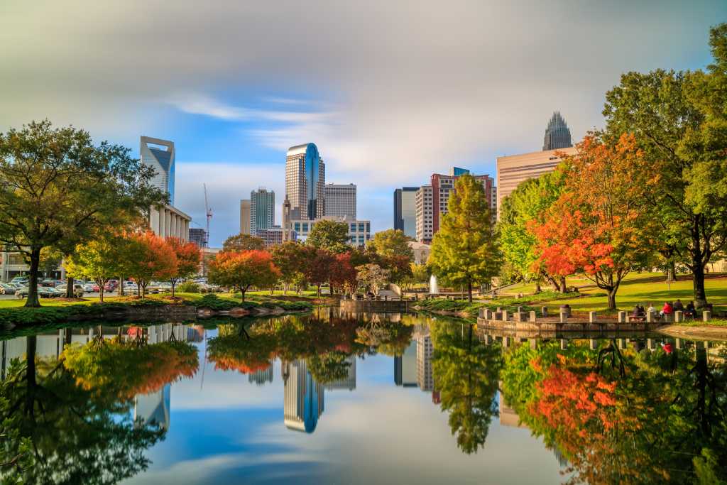 Skyline of downtown Charlotte in North Carolina, USA